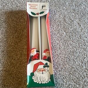Vintage 1989 YDC Christmas Santa Candles 10 Inch Taper‎ Set of 2 New In Box